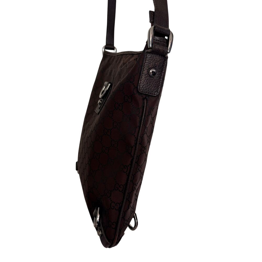 Vintage Gucci Abbey D-Ring Crossbody Hand Shoulder Bag Brown Silver Authentic - Picture 8 of 15